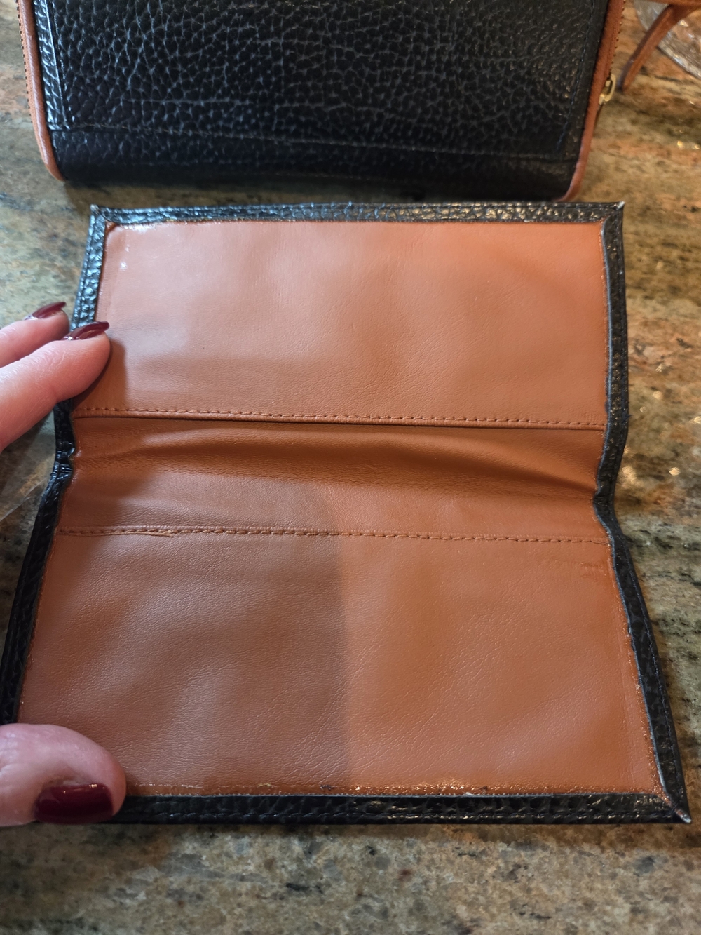 Dooney & Bourke Black Pebbled Leather Crossbody with Brown Trim - Picture 5 of 7
